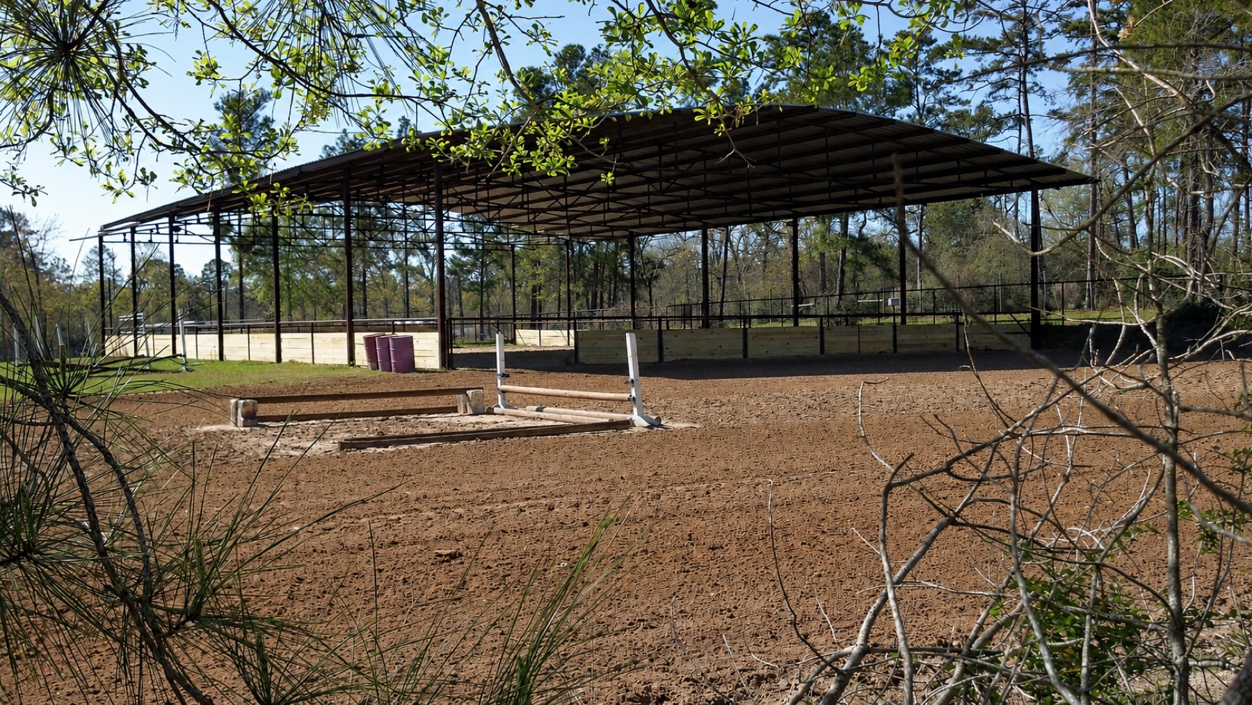 Open outdoor riding arena at Firecreek Stables