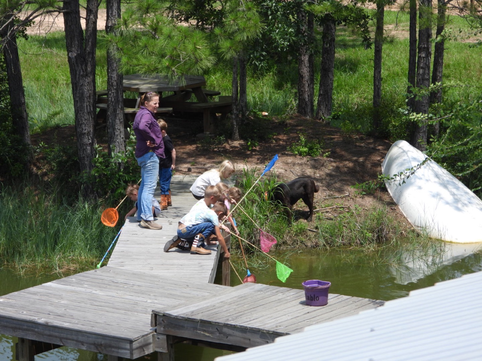 Children fishing during camp at Firecreek